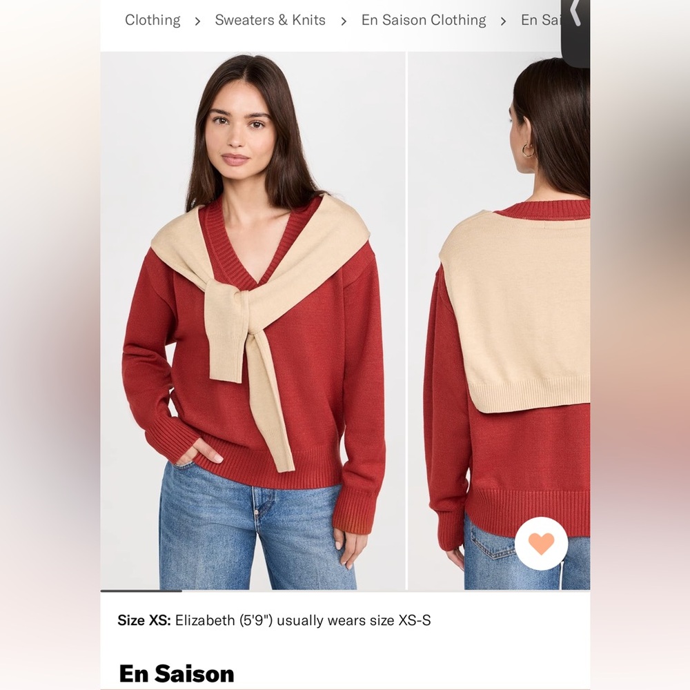 En Saison Colby v-neck layered Sweater